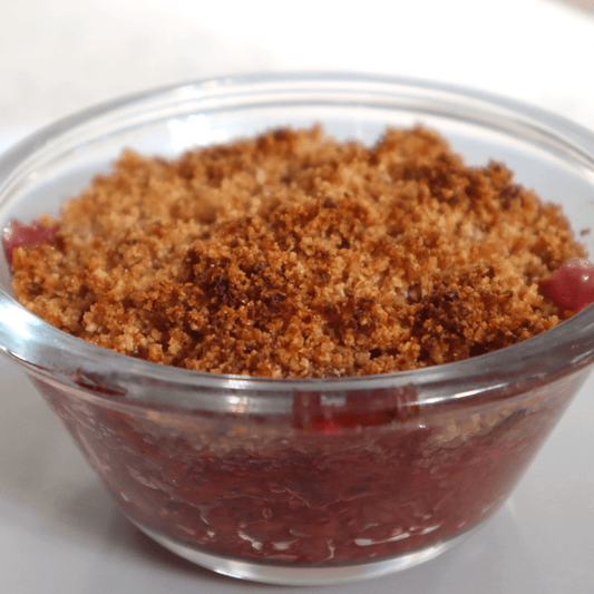 Rhubarb & Raspberry Crumble