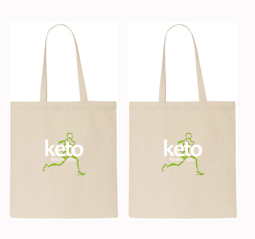 'Fat Fuelled Shopping' Tote Bags - Two Pack (Navy or Natural) - Keto Fitness Club